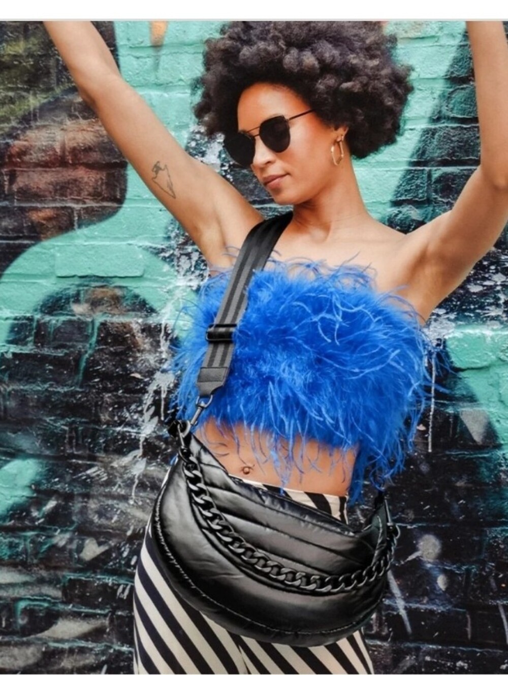 THINK ROYLN Elton Hobo Black Belt Bag with Zipper Closure